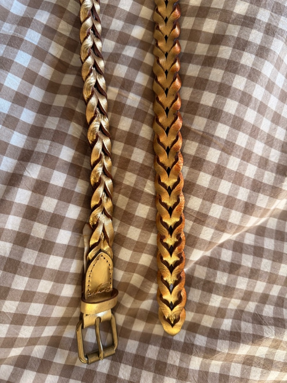 Vintage J. Crew Braided Metallic Gold Leather Belt